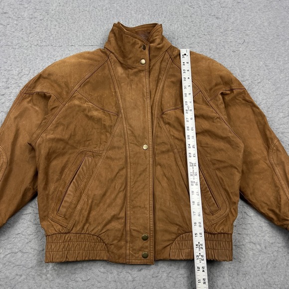 VTG Wilsons Adventure Bound Bomber Jacket Women's Small Brown Leather Lined Coat - Picture 10 of 14